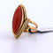 Bague 57 Bague corail en or jaune 58 Facettes
