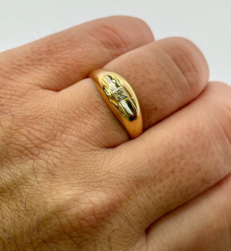 Bague 67 Chevalière homme or bicolore et diamant 58 Facettes