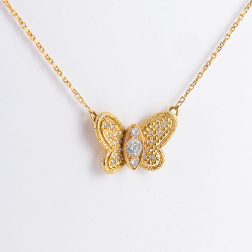 Collier Collier papillon or jaune et diamants 58 Facettes