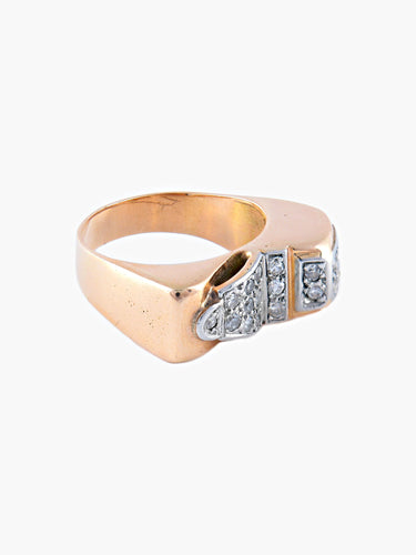 Bague 57 Bague Tank Asymétrique Or Jaune Diamants 58 Facettes