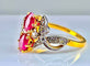Bague 51 Bague en or 18 carats et platine en rubis et diamants 58 Facettes AB313