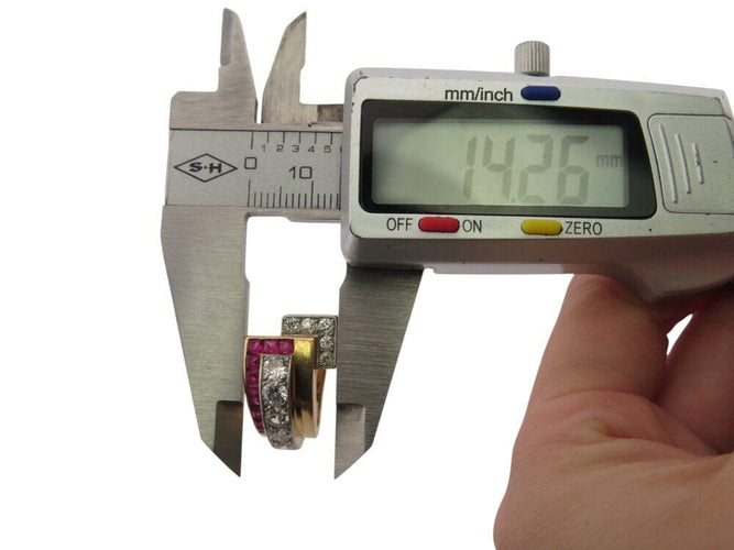 Bague 50 bague tank art deco sertie diamants 1.1ct rubis t50 en or jaune platine 8gr 58 Facettes 269295