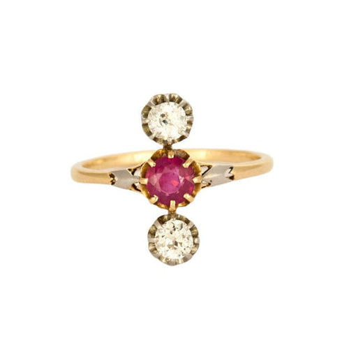 Bague 52 Bague "duchesse"  en or jaune, diamants et rubis 58 Facettes VAN0454