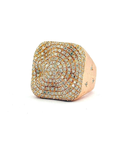 Bague 54 Bague en or rose 18 carats pavage de diamants 58 Facettes