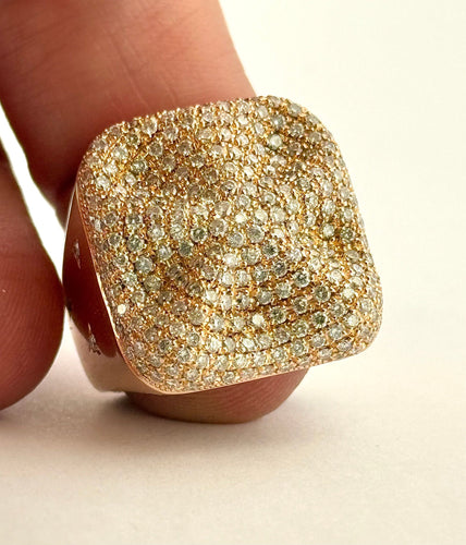 Bague 54 Bague en or rose 18 carats pavage de diamants 58 Facettes