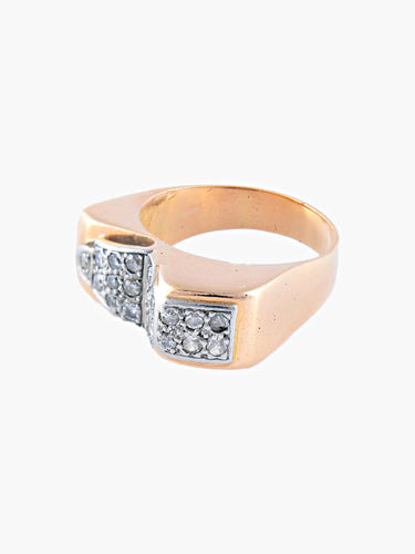 Bague 57 Bague Tank Asymétrique Or Jaune Diamants 58 Facettes