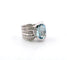 Bague 56 Bague en or blanc 18 kt avec grande aigue-marine et diamants 58 Facettes