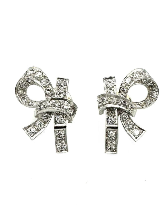 Boucles d'oreilles Art-Déco en platine et diamants 58 Facettes