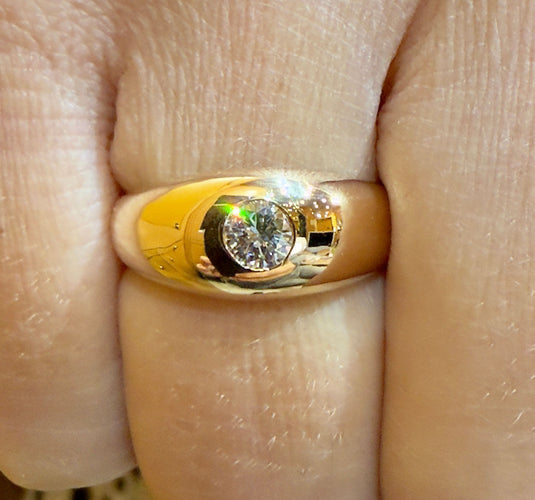 Bague 53 Bague jonc anglais en or jaune et diamant 58 Facettes