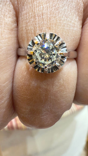 Bague 50 Solitaire ancien en platine et diamant T50 ajustable 58 Facettes