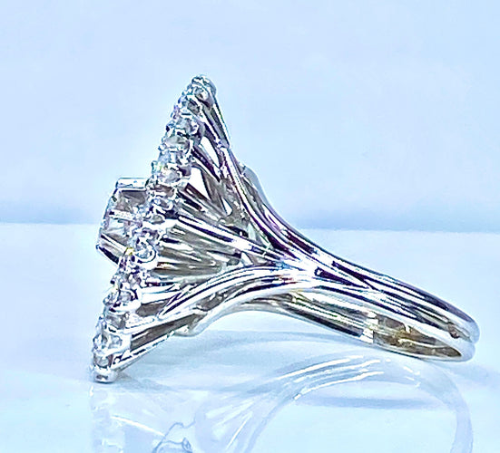 Bague 51 Bague or blanc diamants 58 Facettes AB429