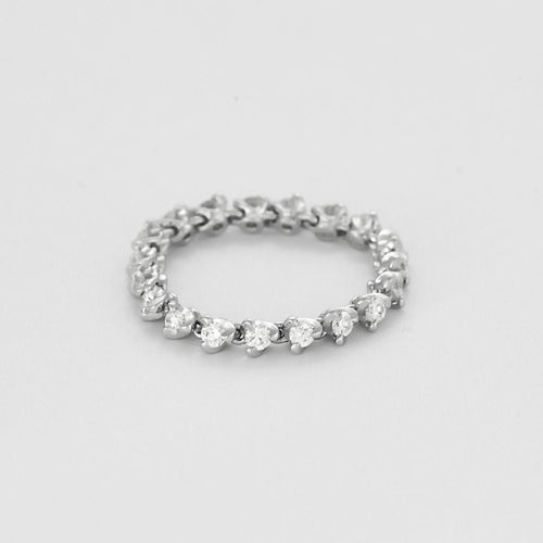 Bague 53 Bague souple en or gris et diamants 58 Facettes JRW0024-53