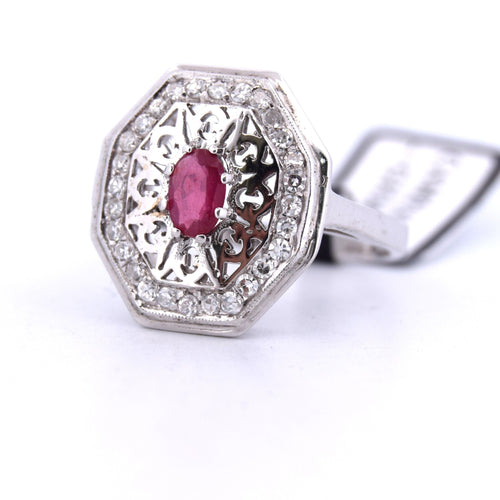 Anello rubino diamanti Art Déco 58 Facettes