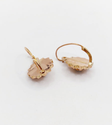 Boucles d'oreilles Dormeuses antique or rose 18k et perle (circa 1900) 58 Facettes A05899
