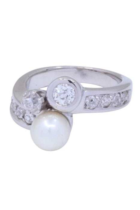 Bague 53 Bague ancienne or blanc perle et diamants 58 Facettes 93441