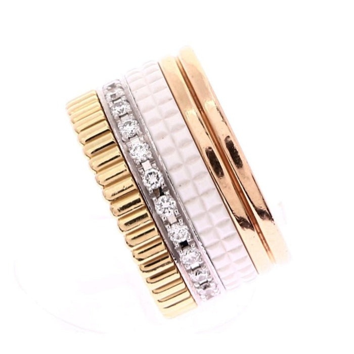 Bague 51 BOUCHERON - Bague quatre classique large white trois ors et diamant 58 Facettes 77956