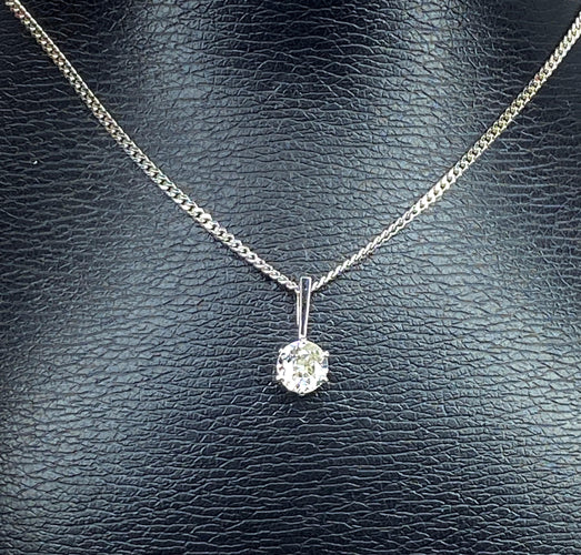 Collier Chaîne et pendentif en or blanc, diamant 0,40 carat 58 Facettes AB633