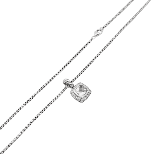 Collier Collier David Yurman, "Petite Albion", argent, topaze blanche, diamants. 58 Facettes 34592