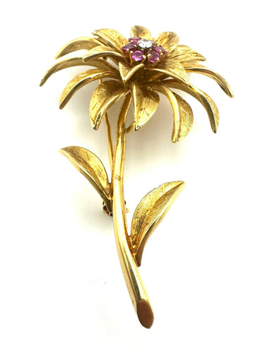 Broche TIFFANY & Co. Broche vintage or, rubis et diamants 58 Facettes