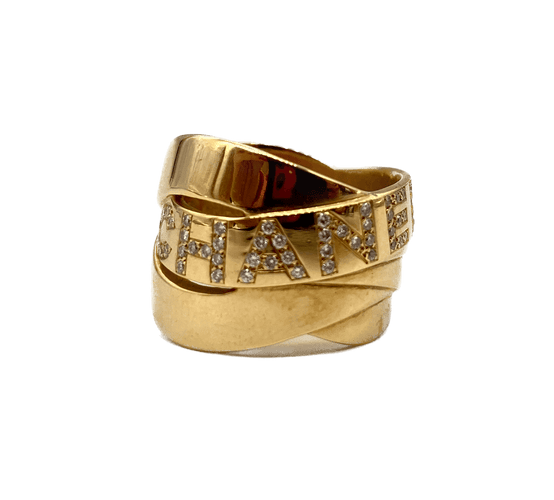 Bague 47 Chanel - Bague Ruban vintage en or jaune 18k et diamants 58 Facettes