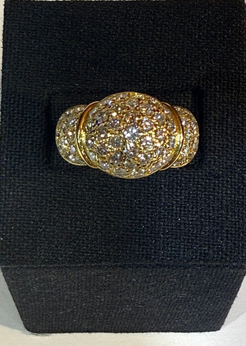 Vintage kuglering i 18 karat gult guld og diamanter