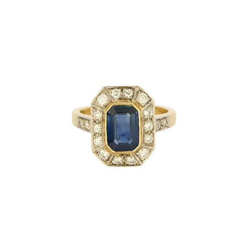 Bague 53 Bague en or jaune, or blanc, saphir et diamants 58 Facettes COG0719