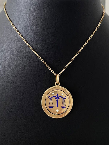 Pendentif Pendentif en or jaune signe du Zodiac de la balance 58 Facettes