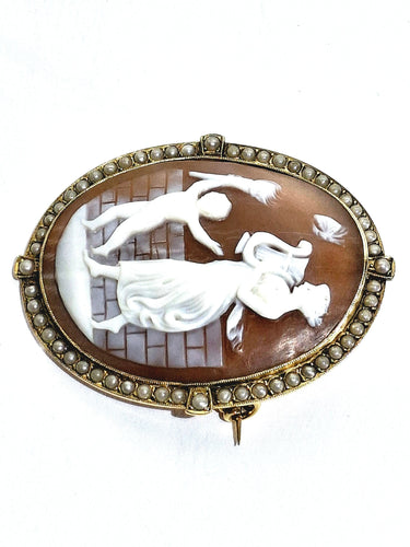 Broche Broche Camée Coquillage Et Perles 58 Facettes 984985