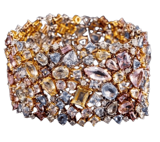 Krajkový náramek osazený safíry