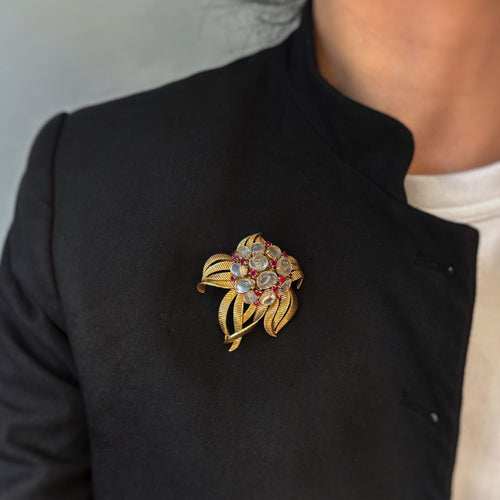 Broche Broche - Or jaune, Rubis, Pierres de Lune 58 Facettes 250199R