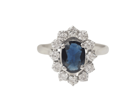 Bague 54 Bague marguerite en or blanc, saphir et diamants 58 Facettes 33209