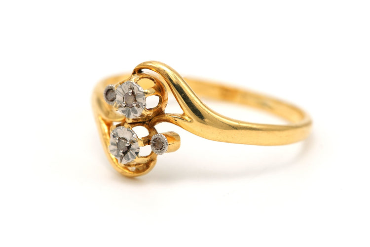 Bague 56 Bague Art Nouveau or jaune diamants 58 Facettes B331