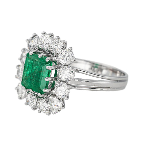 Bague 57 Bague Pompadour Or blanc Emeraude, Diamant 58 Facettes 4387210CN