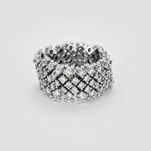 Bague 64 Bague souple, or gris et diamants 58 Facettes 250214