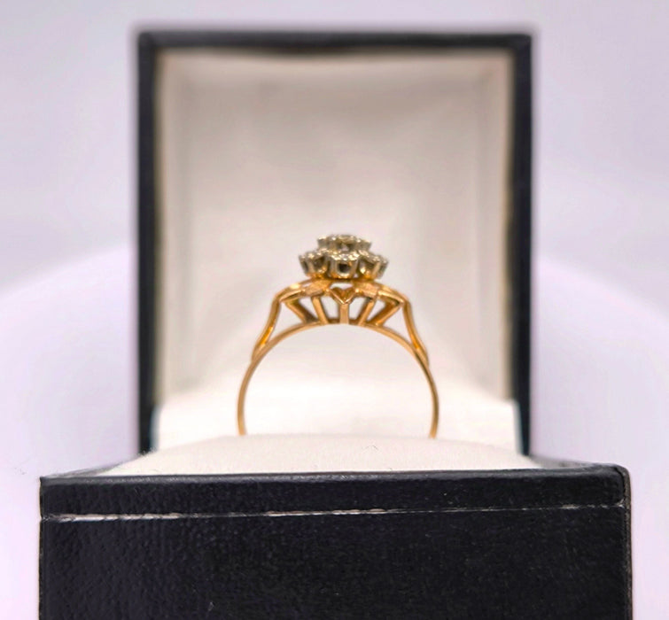 50s flower ring 2 golds and diamond