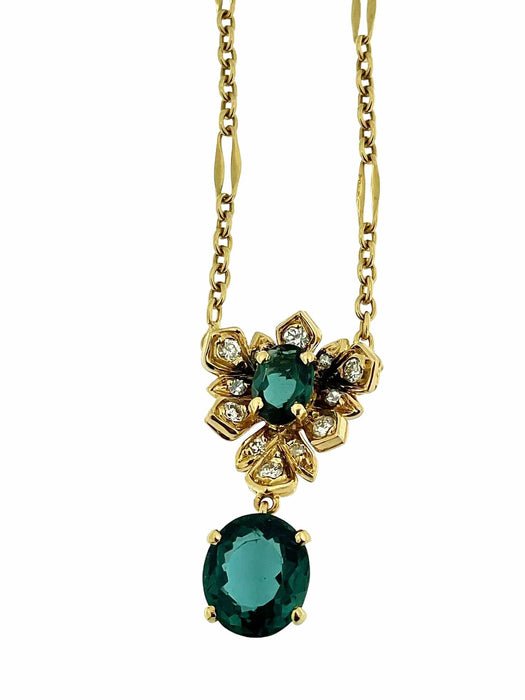 Collier Collier en or jaune tourmaline, indicolite et diamants 58 Facettes