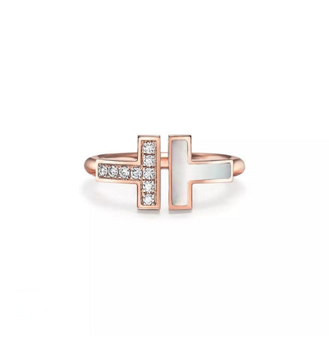 Tiffany & Co. - T Wire Ring aus Roségold, Perlmutt und Diamanten 