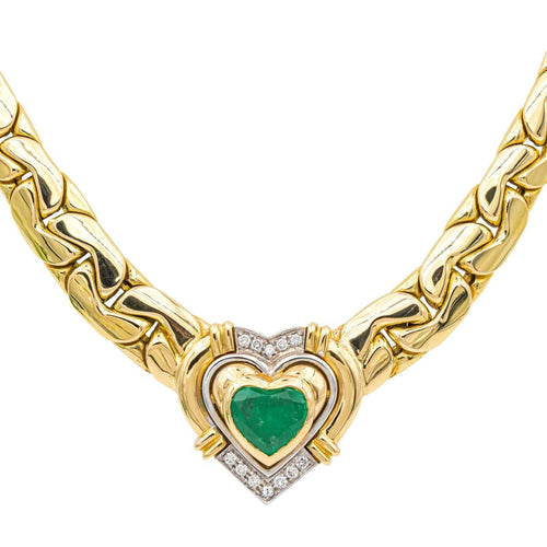 Collier Collier Maille haricot Or jaune Emeraude, Diamant 58 Facettes 4013232CN