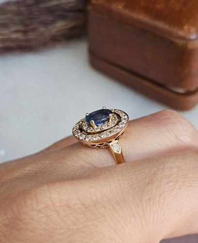 Bague 51 Bague or rose, Saphir, Diamants 58 Facettes 528