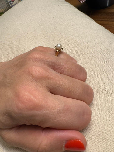 Bague 51 Bague or jaune et perle 58 Facettes