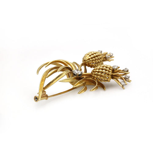 Broche Broche Ananas - Or jaune, Platine et Diamants 58 Facettes 250266R