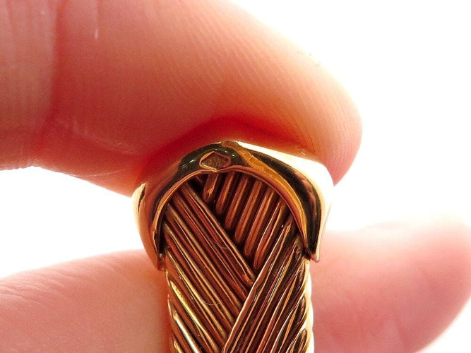Bracelet vintage bracelet CARTIER double c tisse or jaune 18k jonc 33.3gr   boite 58 Facettes 267461
