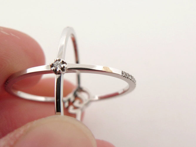 Bague 50 bague GUCCI gg running 7mm en or blanc 18k 108 diamants t50 58 Facettes 271884