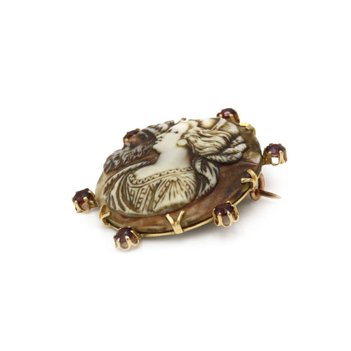 Broche Broche Double Portrait - Or, Grenats, Camée Os 58 Facettes 250059SP