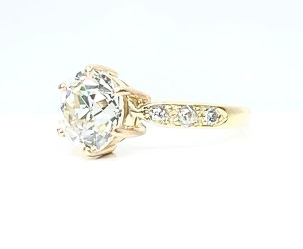 Bague 53 Bague solitaire en or jaune orné d’un diamant 2,67 carats 58 Facettes AB547