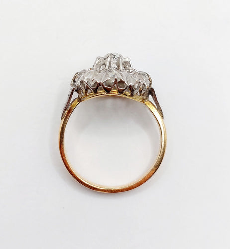 Bague 54 Bague marguerite or jaune, platine et diamants taille ancienne (circa 1920) 58 Facettes A05474