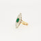 Bague 58 Bague marquise Vintage diamants et centre Emeraude en or et Platine 58 Facettes