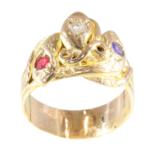 Bague 58 Bague Serpent Victorienne : Un Trio Symbolique en Or 58 Facettes 24137-0077