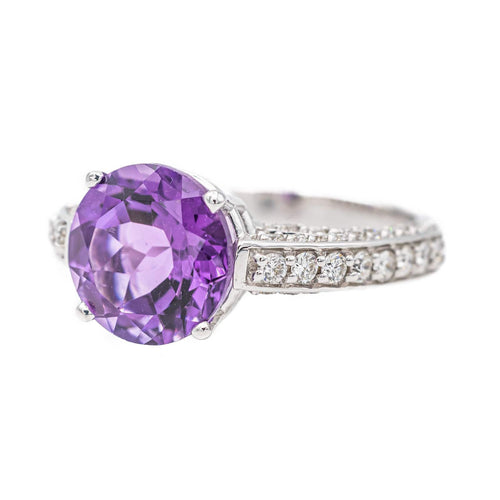 Bague 53 Bague Or blanc Améthyste, Diamant 58 Facettes 2845489CN