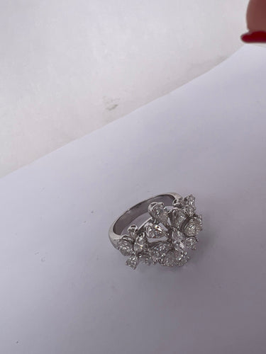 Bague 54 Bague diamant fantaisie cocktail de fleurs 58 Facettes RNG-76